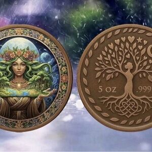 5 oz Copper Heart of Mother Nature Beautiful Colorized Round in Capsule.